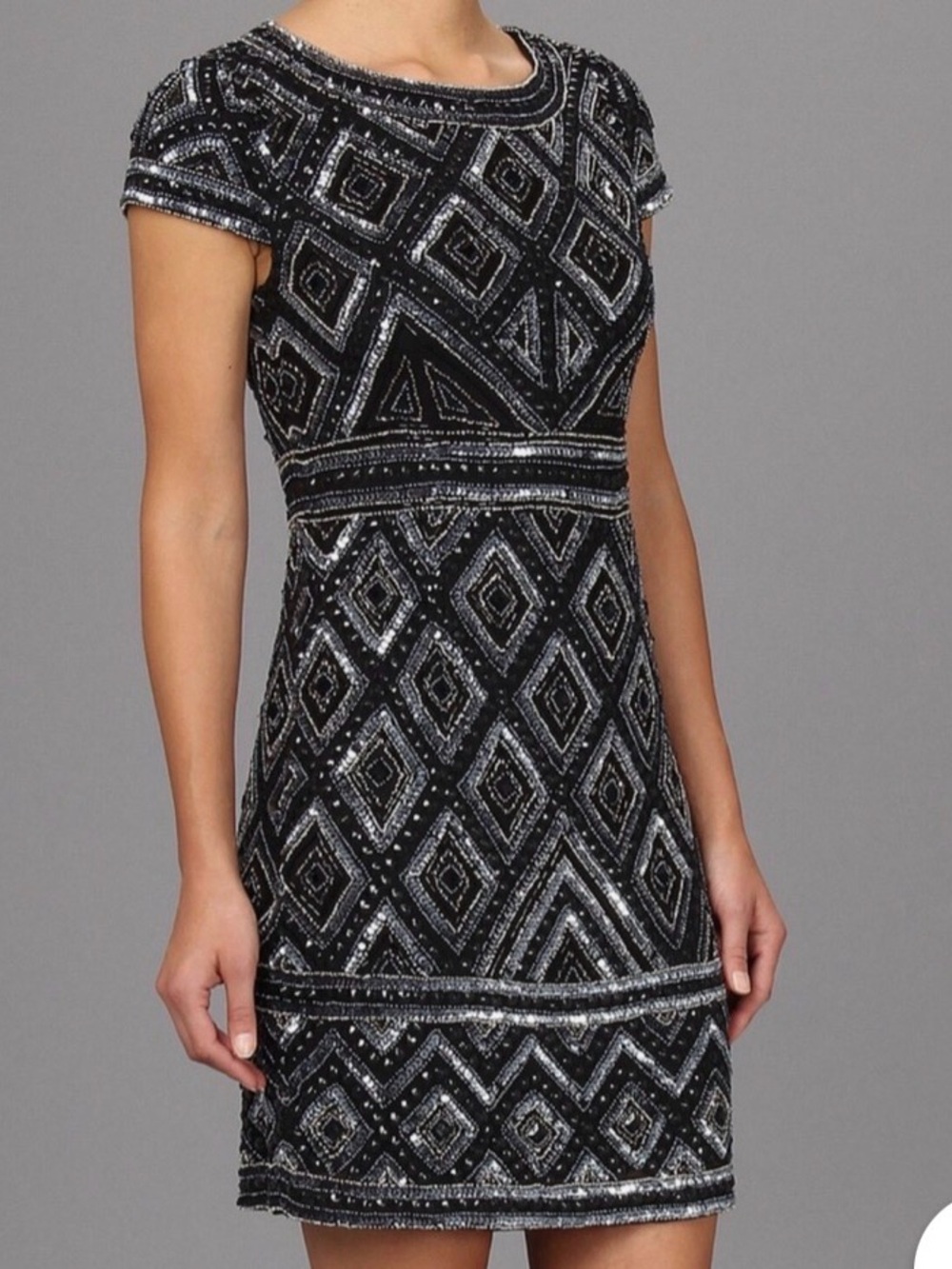Adrianna Papell Gunmetal Beaded Dress - Picture 6 of 10